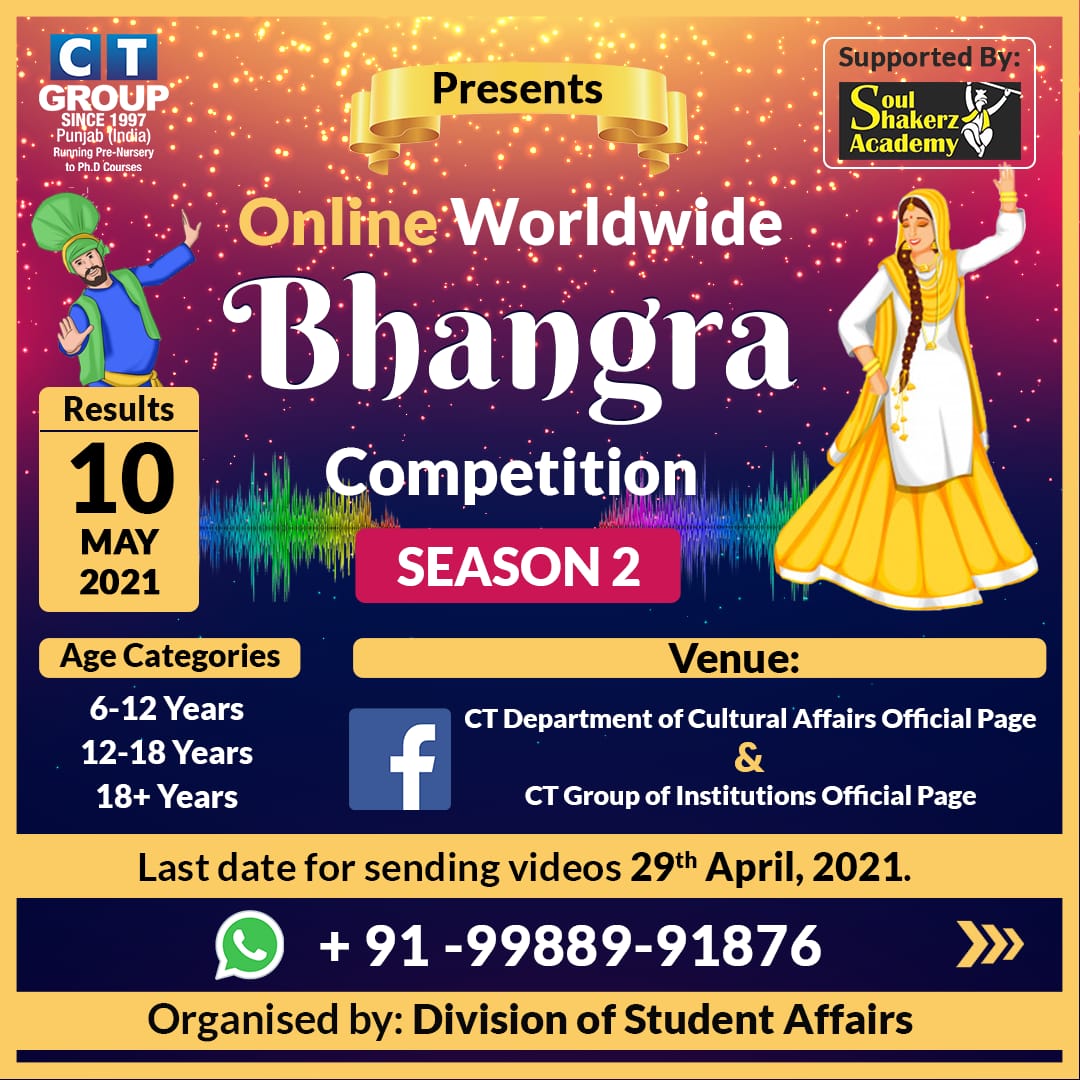 Get ready for Online Worldwide Bhangra Competition, Season 2, Register yourself and send your entries by April 29, 2021.