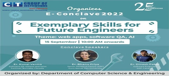 CT Institute of Technology and Research organized E-Conclave on Exemplary Skills for Future Engineers on 15 September 2022